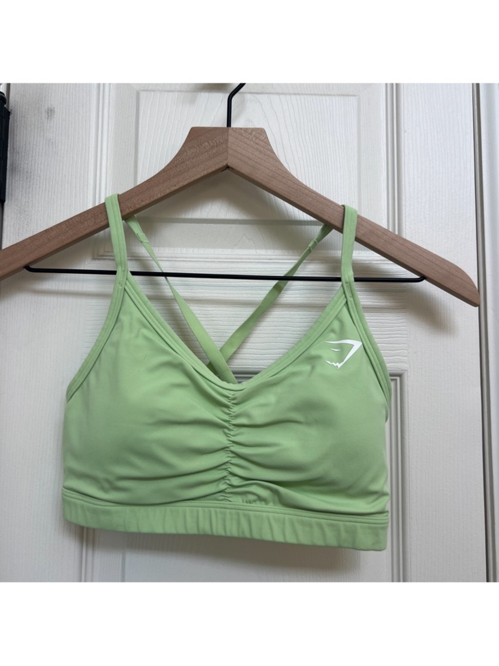 Gymshark Light Green Ruched Strappy Sports Bra